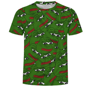 Sumer Hot Meme Pepe Frog T Shirt Men Summer Fashion Sad Frog Pepe Tshirt Printed T-shirt Casual Short Sleeve O-Neck Pepe Shirt