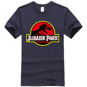 Summer men's T-shirt new JURASSIC PARK printed cotton T-shirt top casual brand pattern T-shirt hipster shirt